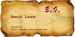 Benik Ivonn névjegykártya